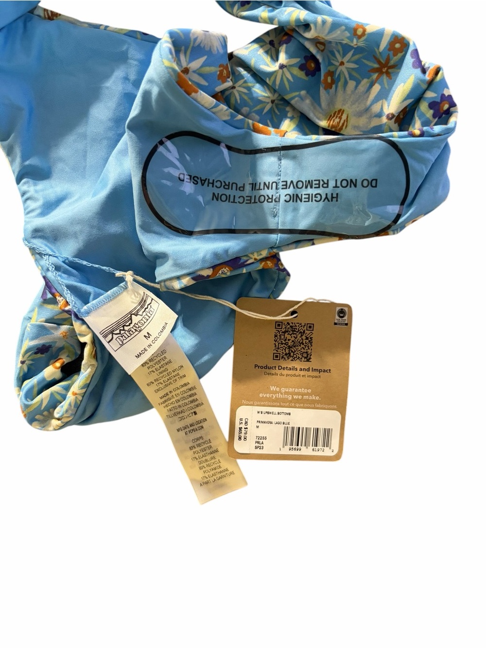 NWT Patagonia Upswell Bikini Bottoms Size M Lago Blue Floral High Cut Swim - Picture 4 of 4